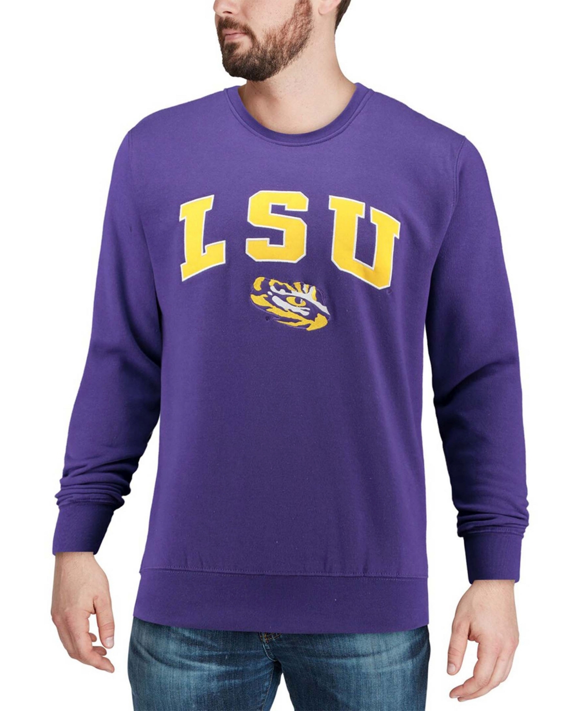 Shop Colosseum Men's Purple Lsu Tigers Arch Logo Crew Neck Sweatshirt