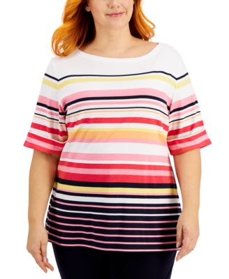 Karen Scott Plus Size Reese Striped Top 