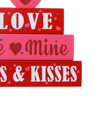 11.25" Lighted Valentine's Wooden Block Table Sign