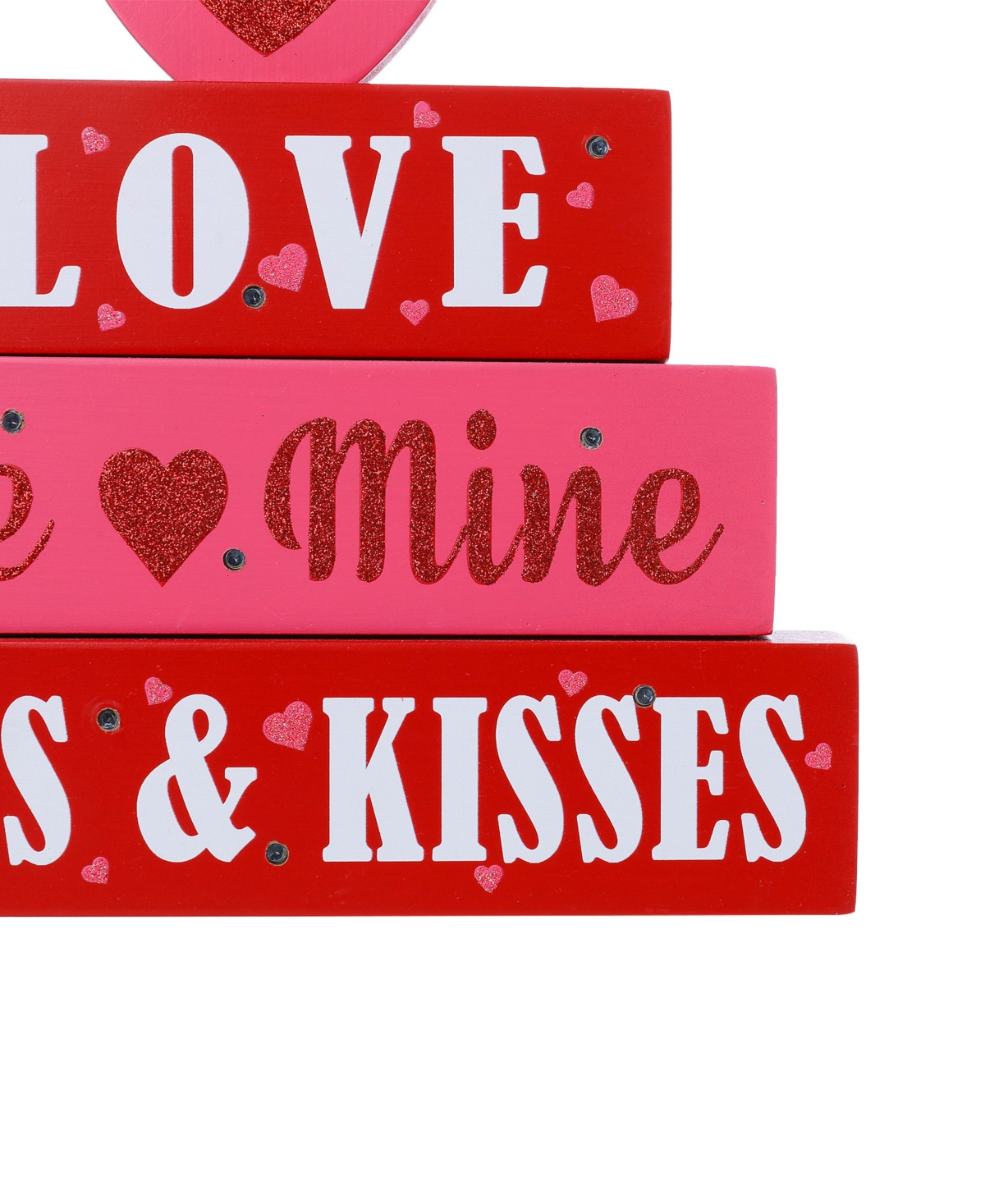Shop Glitzhome 11.25" Lighted Valentine's Wooden Block Table Sign In Red