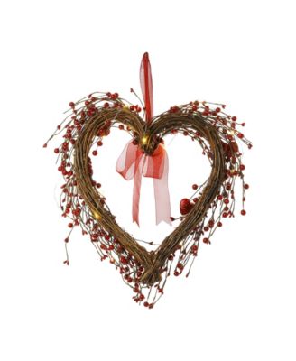 17" Lighted Valentine's Berry Heart Wreath