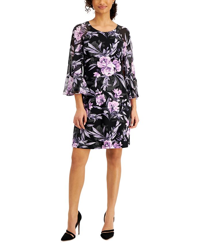 Connected Printed DrapedSleeve Sheath Dress & Reviews Dresses