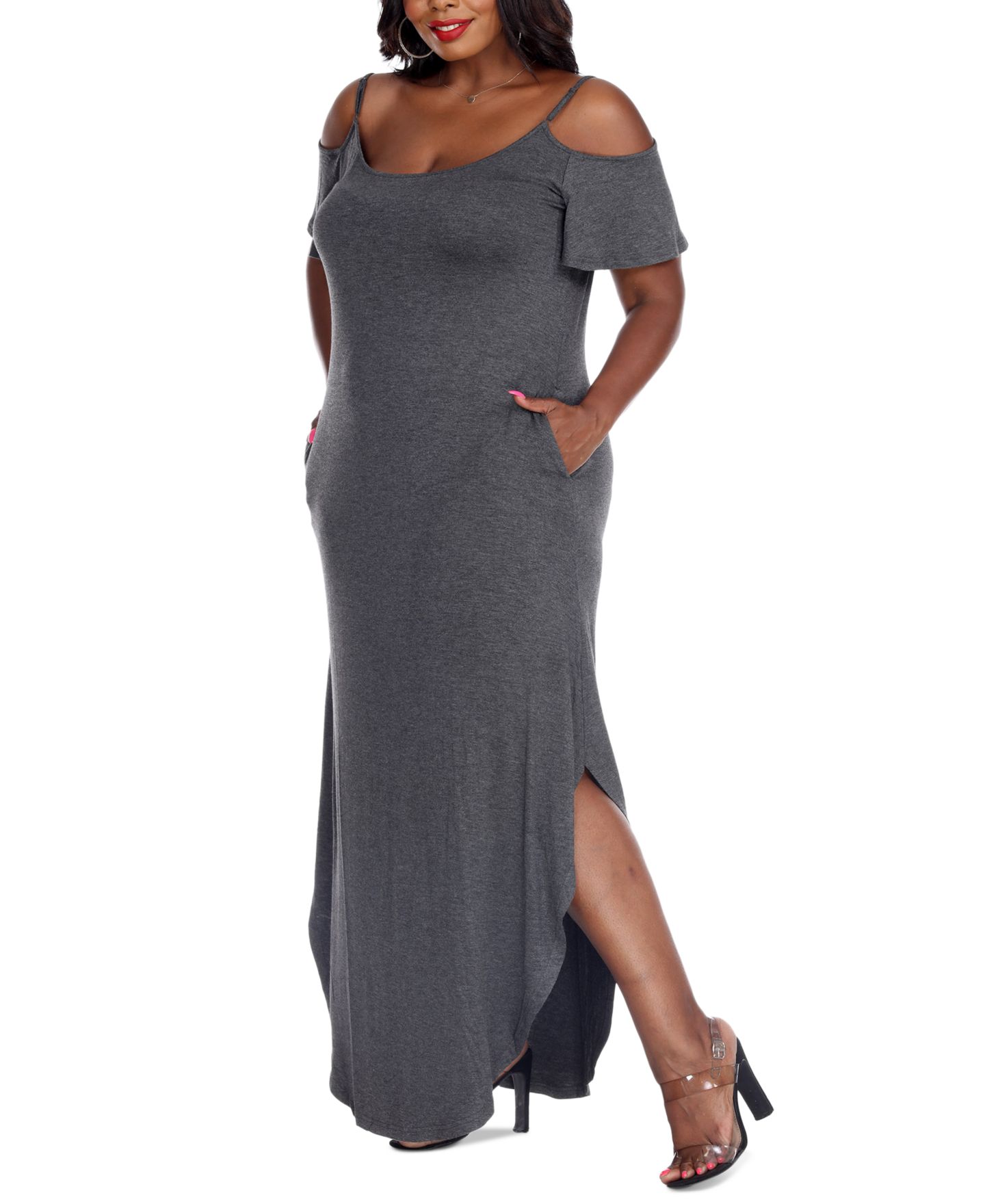 Женское платье White Mark Plus Size Lexi Maxi, цвет: Угольный — фото 3
