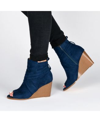 Women's Sabeena Peep Toe Stacked Wedge Booties