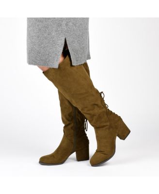 Women's Leeda Extra Wide Calf Lace Up Detail Knee High Boots