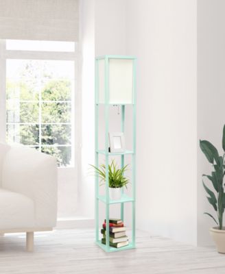 Column Shelf Floor Lamp with Linen Shade