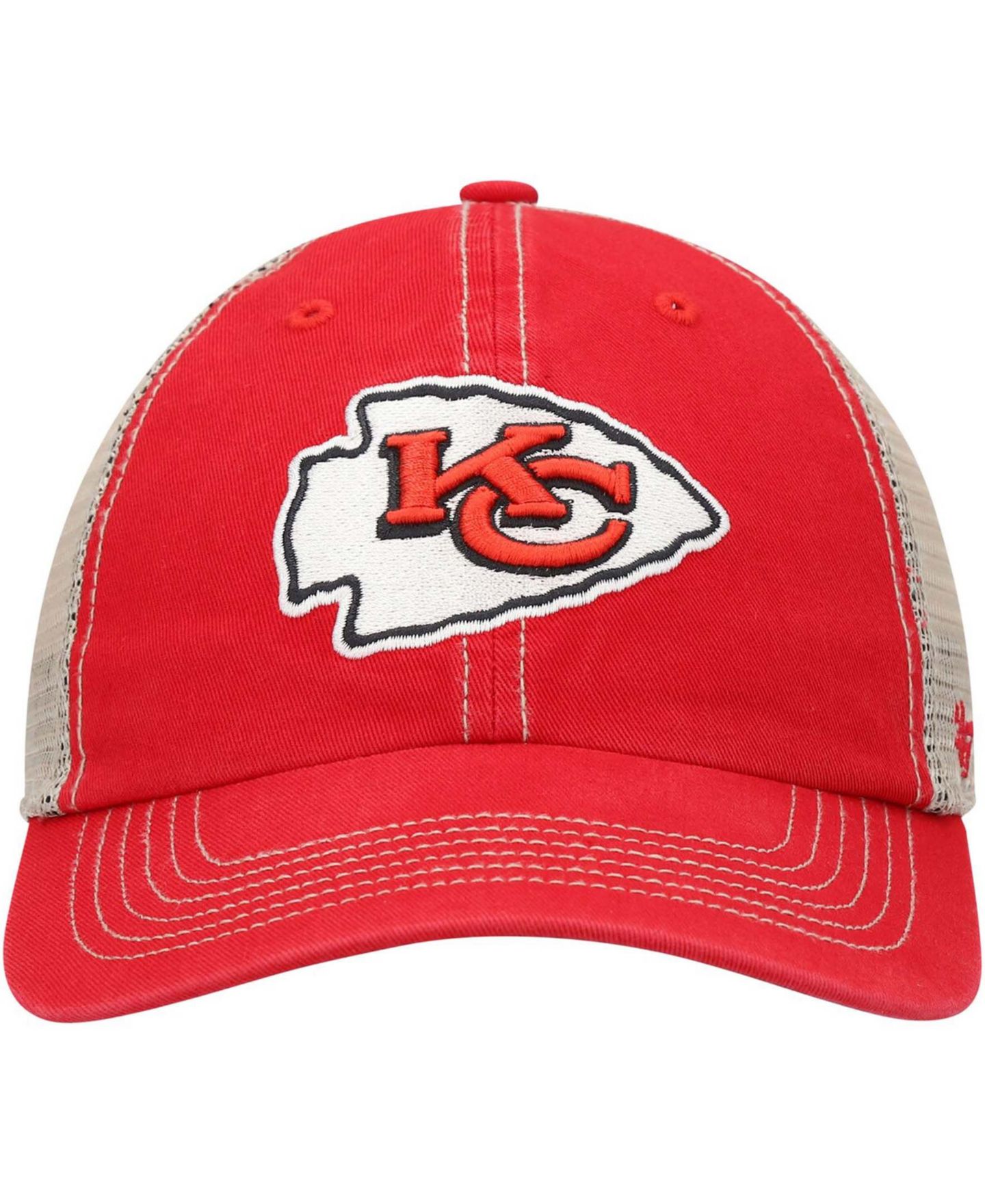 Мужская кепка '47 Brand Red, Natural Kansas City Chiefs Trawler Trucker Clean Up Snapback Hat — фото 3