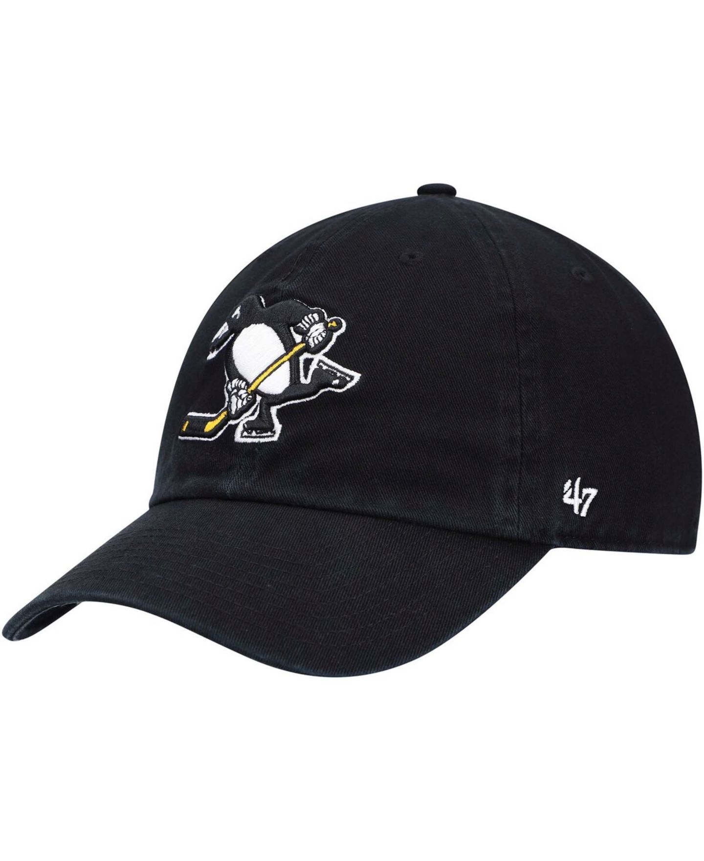 Мужская кепка '47 Brand Black Pittsburgh Penguins Logo Clean Up Adjustable Hat — фото 1