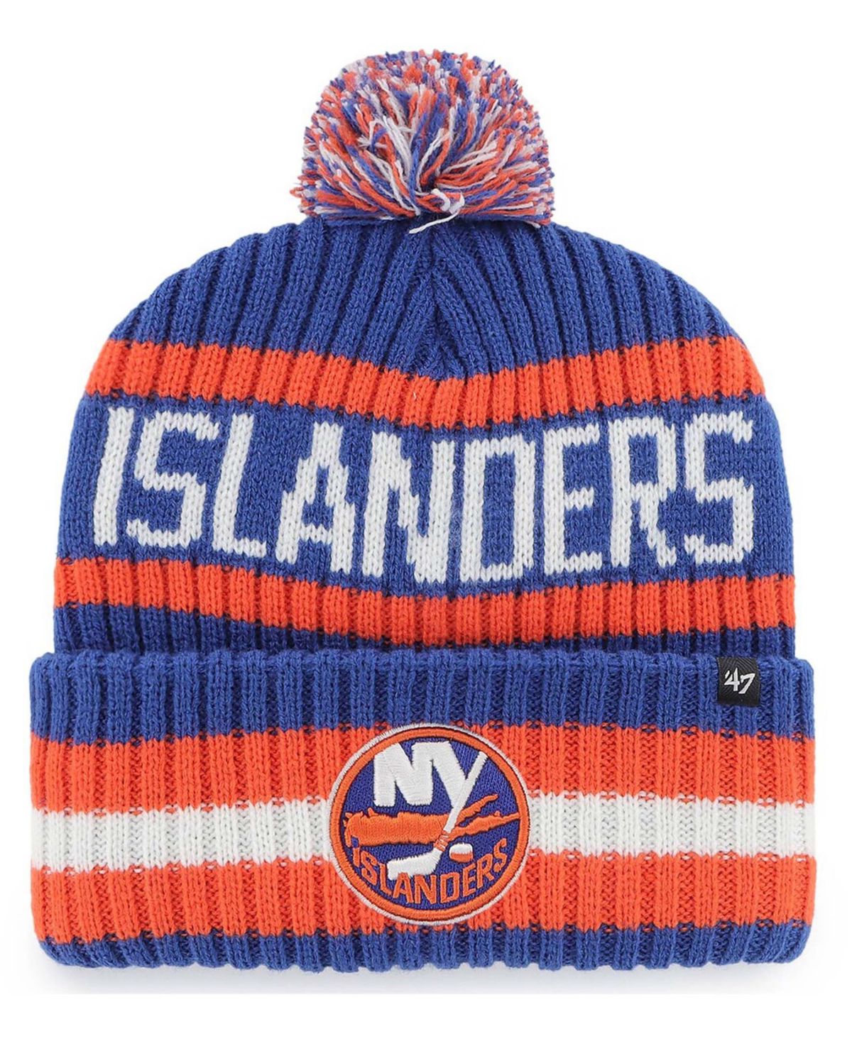 Мужская вязаная шапка Royal New York Islanders Bering с манжетами и помпоном