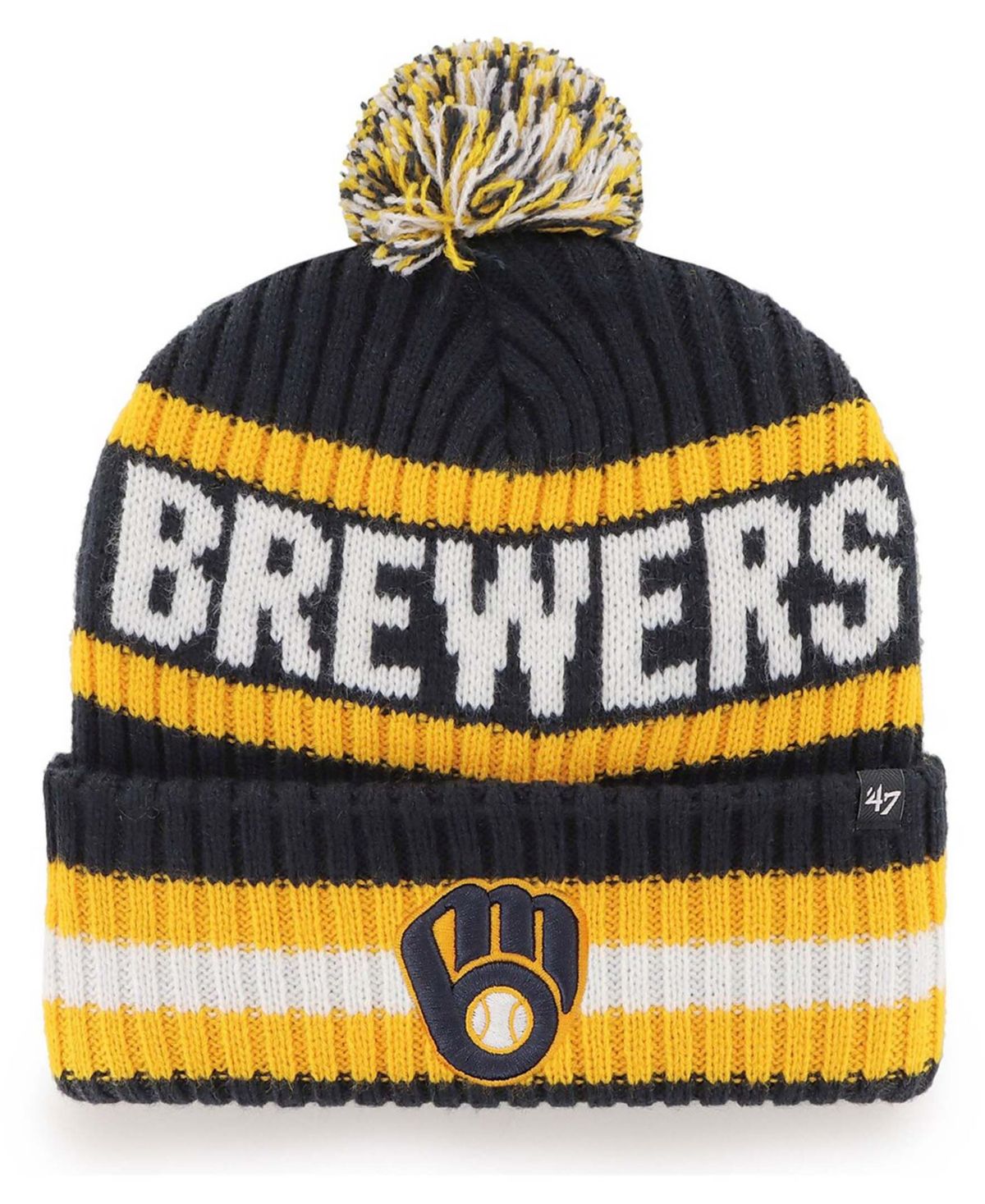 Мужская темно-синяя вязаная шапка Milwaukee Brewers Bering с манжетами и помпоном