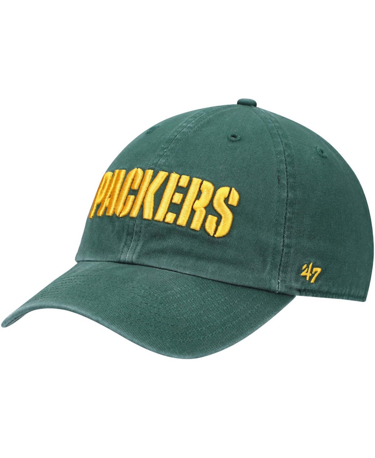 47 Brand Men's Green Green Bay Packers Clean Up Script Adjustable Hat