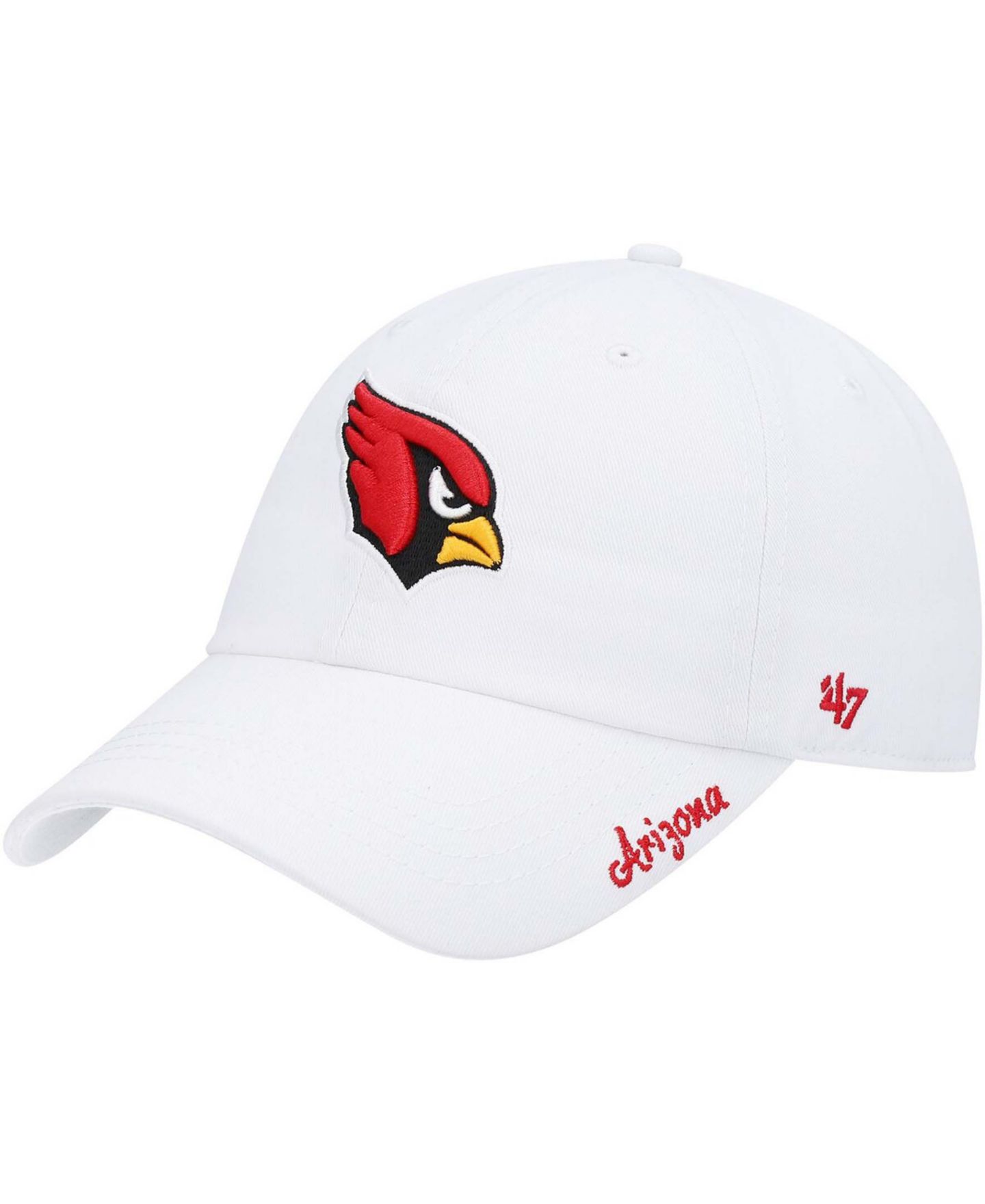 Женская кепка '47 Brand White Arizona Cardinals Miata Clean Up Logo Adjustable Hat — фото 1