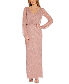 Plus Size Blouson Embellished Gown