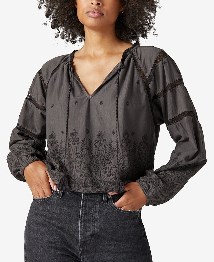 Lucky Brand Embroidered Peasant Top Macy s