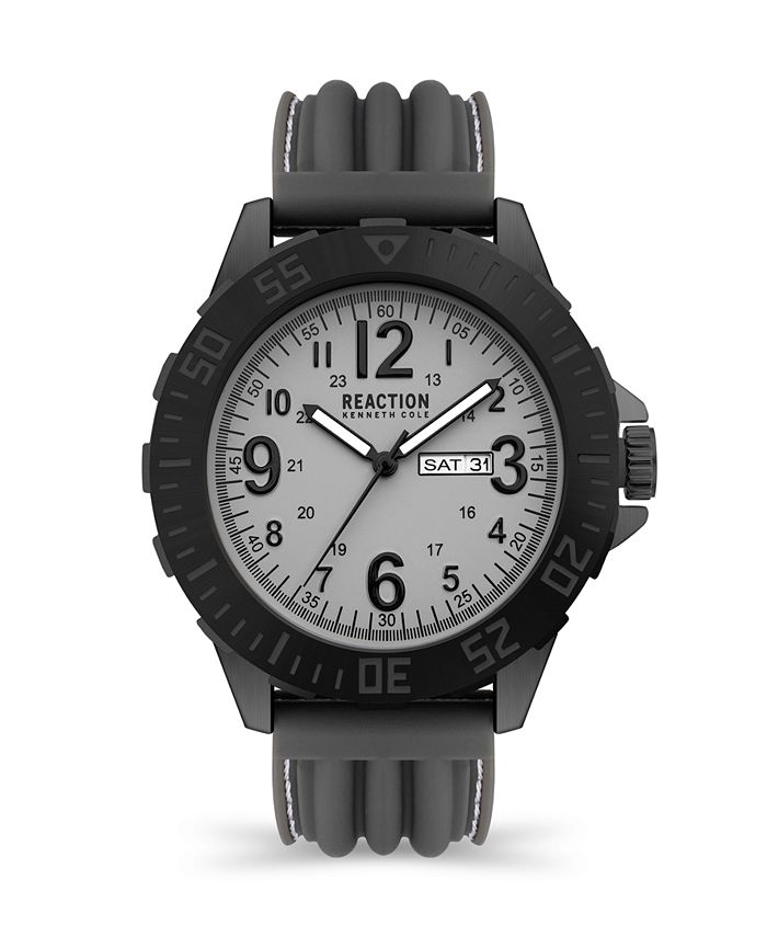 Cole Reaction Men's 3 Hands DayDate Gray Silicon Strap Watch