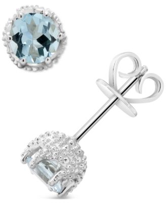 Aquamarine Stud Earrings (3/4 ct. t.w.) in Sterling Silver (Also in Opal)
