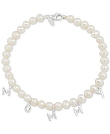 Cultured Freshwater Pearl (4mm) Mommy Charm Bracelet in Sterling Silver