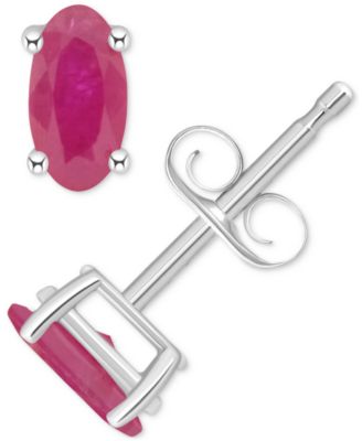 Ruby Oval-Cut Stud Earrings in 14k White Gold (Also in Emerald)