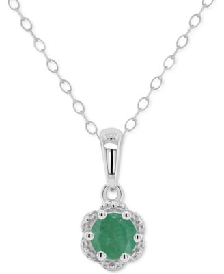 Sapphire Solitaire Scalloped Edge 18" Pendant Necklace (5/8 ct. t.w.) in Sterling Silver (Also in Emerald & Ruby)