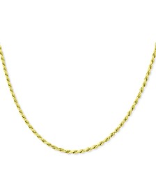 Rope Link 20" Chain Necklace in 18k Gold-Plated Sterling Silver, Created for Macy's