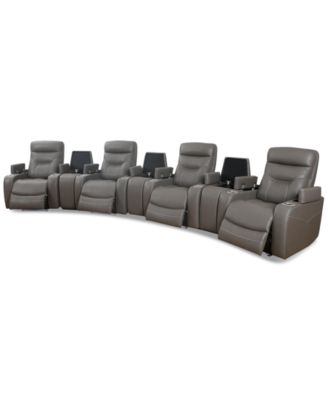 Jabarr 7-Pc. Beyond Leather Theater Seating with 3 Consoles, Created for Macy's