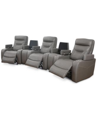 Jabarr 5-Pc. Beyond Leather Theater Seating with 2 Consoles, Created for Macy's
