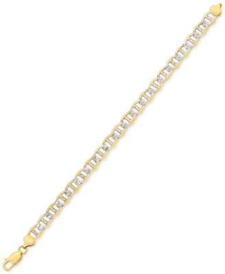 Men's Two-Tone Diamond Cut Mariner Link Bracelet in Sterling Silver & 14k Gold-Plate