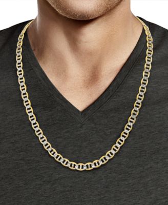 Men's Two-Tone Diamond Cut Mariner Link 24" Chain Necklace in Sterling Silver & 14k Gold-Plate