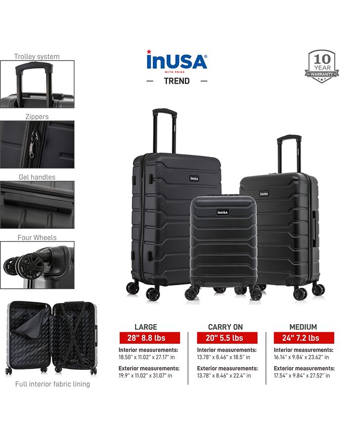 InUSA Trend Lightweight Hardside Spinner Luggage Set, 3 piece & Reviews