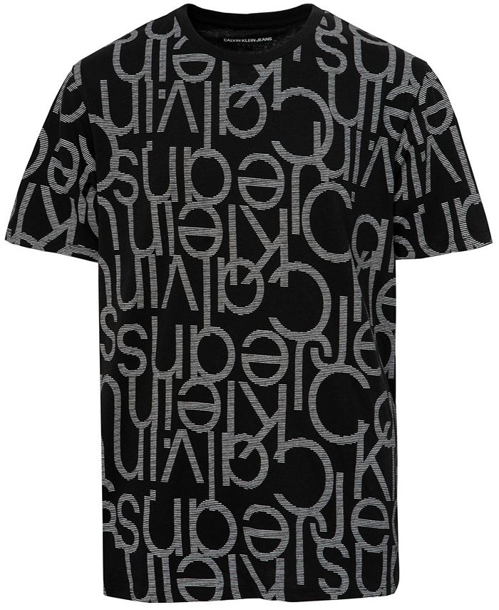 Calvin Klein Big Boys Linear Text Printed Short Sleeve T-shirt ...