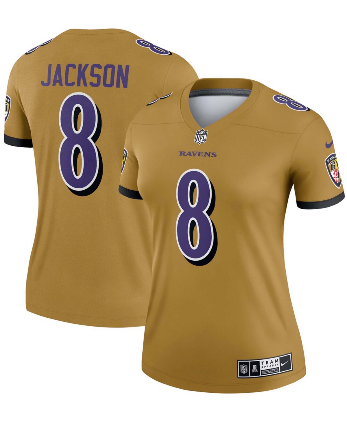 Women's Lamar Jackson Gold-Tone Baltimore Ravens Inverted Legend Jersey - Gold-Tone