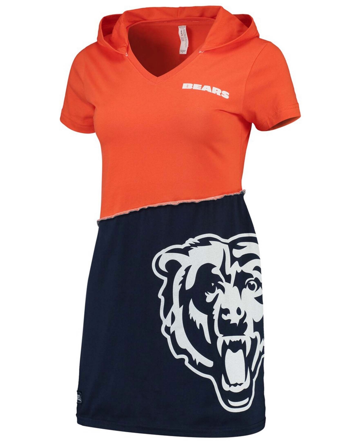 Women's Orange, Navy Chicago Bears Hooded Mini Dress - Orange, Navy