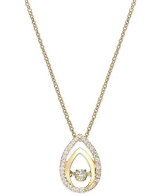 Twinkling Diamond Star - Diamond Double Teardrop Pendant Necklace in 10k Gold (1/6 ct. t.w.)