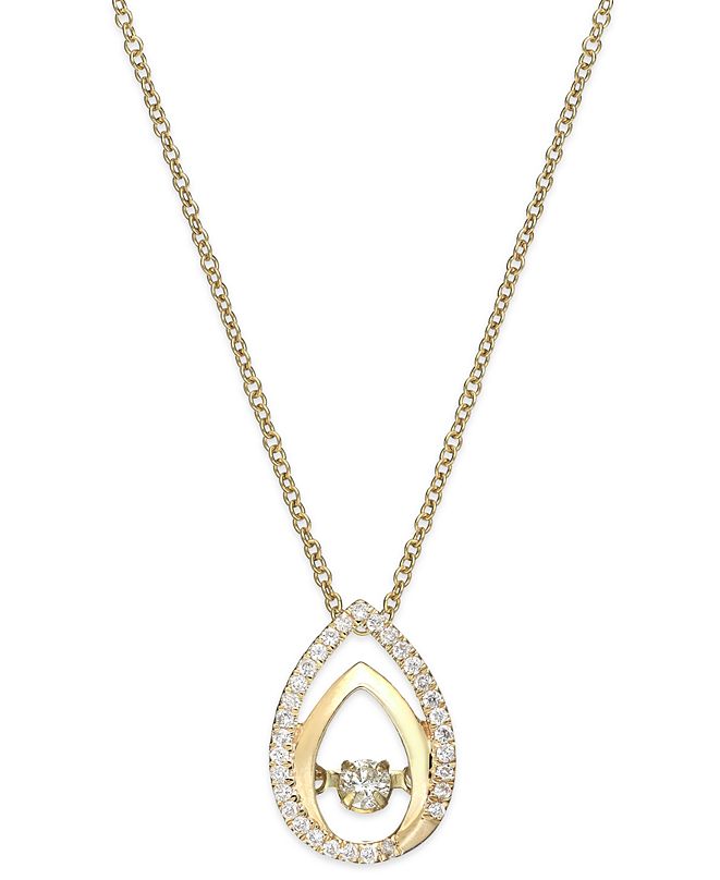 Twinkling Diamond Star Diamond Double Teardrop Pendant Necklace in 10k
