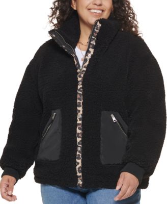 plus size black teddy jacket