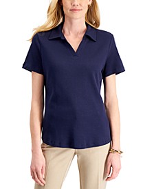 Petite Solid Johnny Collared Top, Created for Macy's