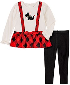 Toddler Girls Check Plaid Skirted Tunic and Leggings Set, 2 Piece