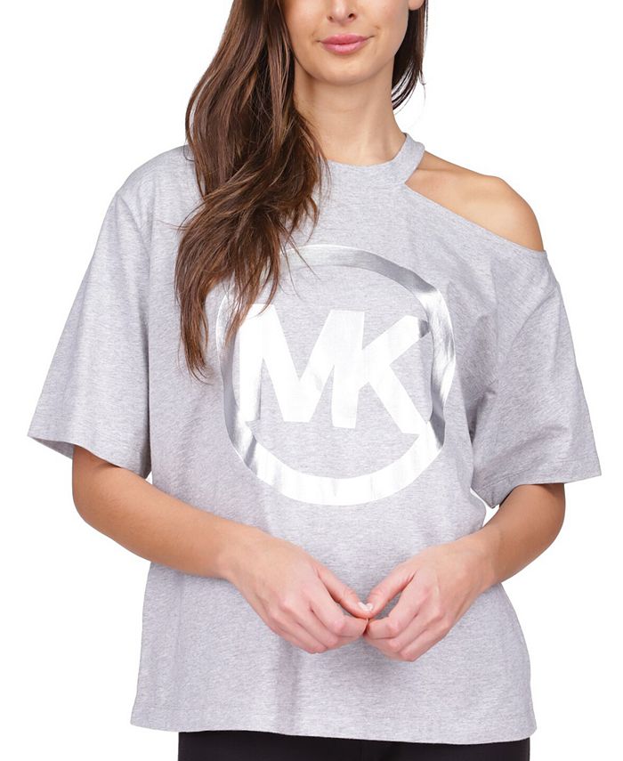Michael Kors Cold-Shoulder Logo T-Shirt & Reviews - Tops - Women - Macy's