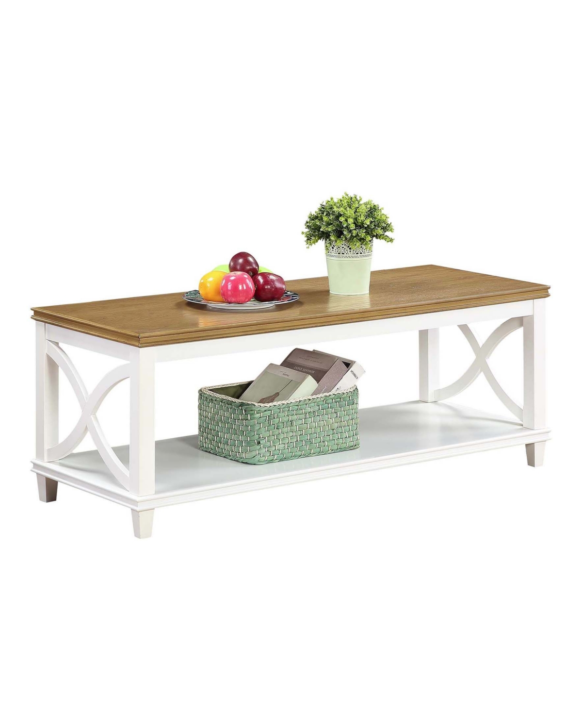Florence Coffee Table with Shelf - White Frame