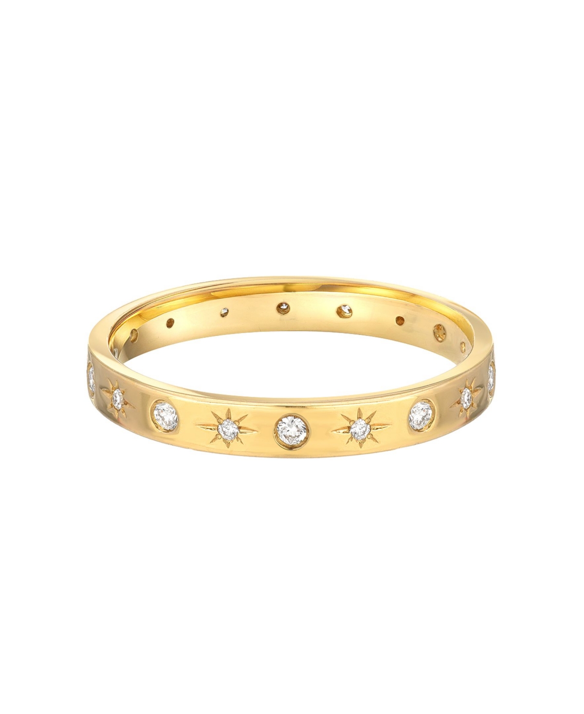 14K Gold Diamond Starburst Ring - Gold