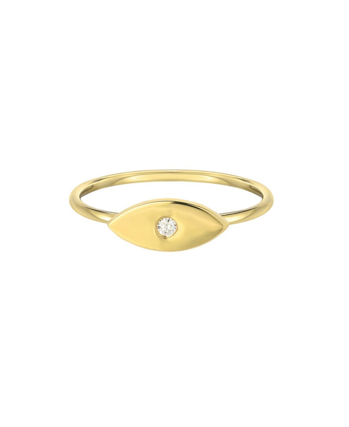 14K Gold Diamond Evil Eye Ring - Gold