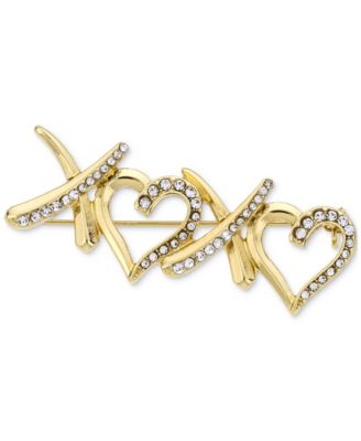 Photo 1 of VALENTINE DAY  Gold-Tone Pavé XOXO Heart Pin, Created for Macy's