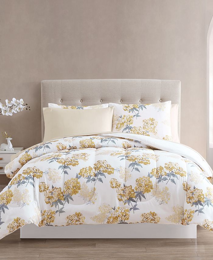 Shop 8 Piece Cotton Floral Printed Reversible Comforter Set Yellow