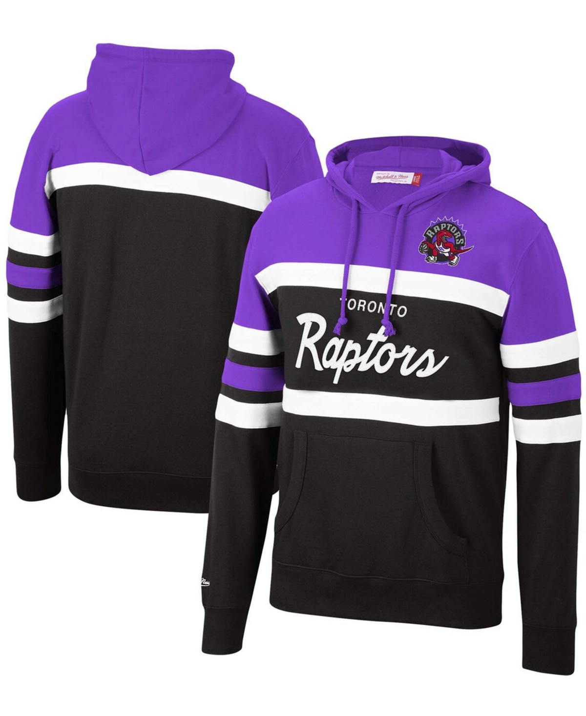 Shop Mitchell & Ness Men's Purple And Black Toronto Raptors Head Coach Pullover Hoodie In Purple,black