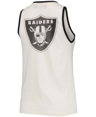 Women's  White and Black Las Vegas Raiders Throwback Pop Binding Scoop Neck Tank Top