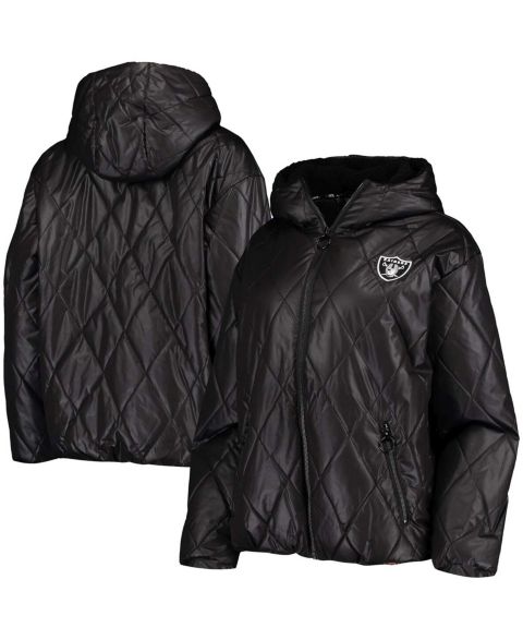 Женские худи MSX by Michael Strahan Women's Black Las Vegas Raiders Charlotte Full-Zip Puffer Jacket