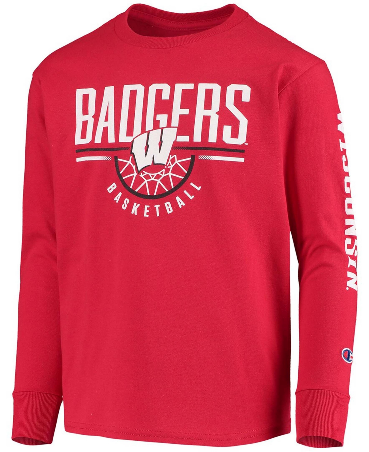 Big Boys and GirlsWisconsin Badgers Basketball Long Sleeve T-shirt - Red