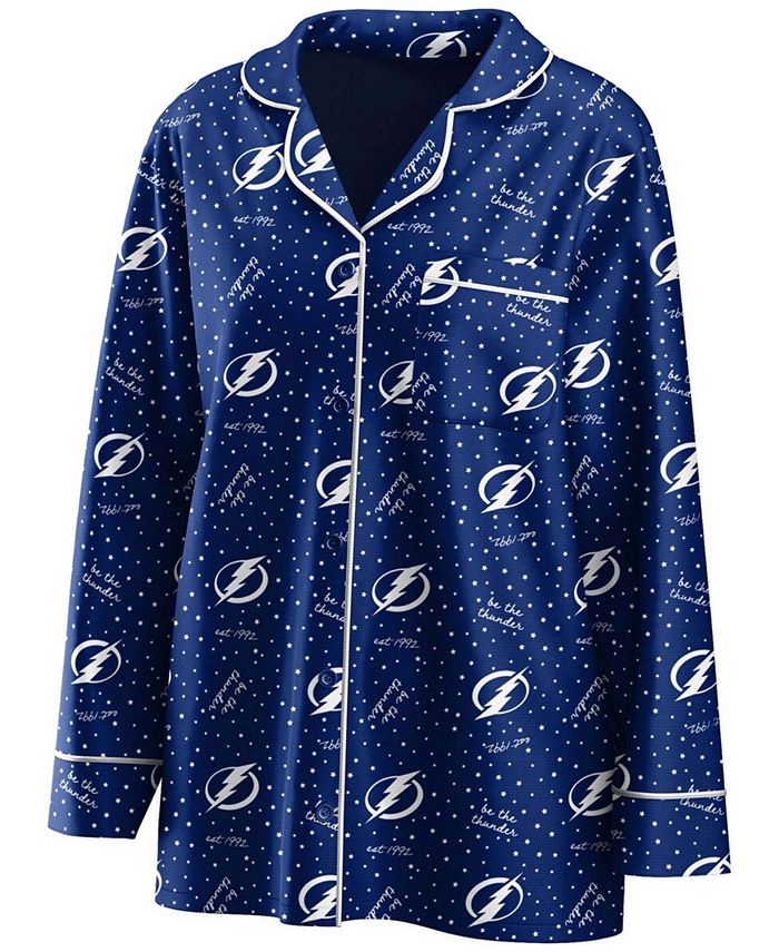 WEAR by Erin Andrews Women's Blue Tampa Bay Lightning Long Sleeve ButtonUp Shirt and Pants