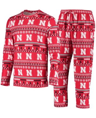 Men's Scarlet Nebraska Huskers Ugly Sweater Knit Long Sleeve Top and Pant Set