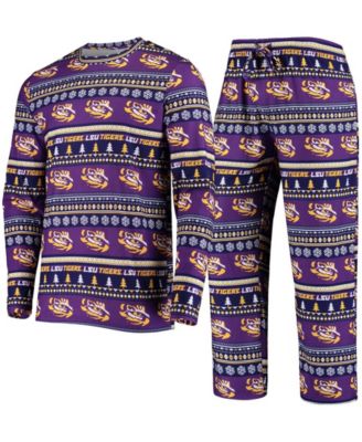 Men's Purple LSU Tigers Ugly Sweater Knit Long Sleeve Top and Pant Set